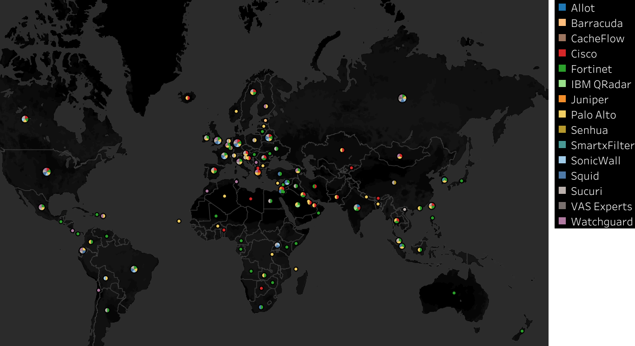 World Map of commercial filter deployments World Map of commercial filter deployments
